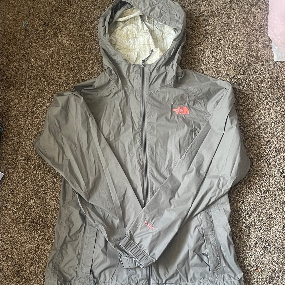 The North Face Gray Jacket with Pink Logo